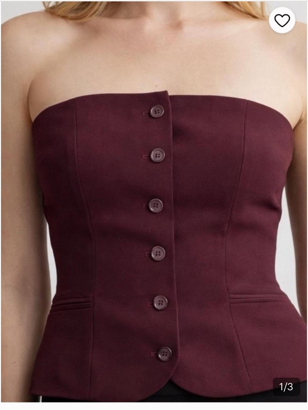 Strapless Button-Front Bustier Dress in Deep Wine NWT